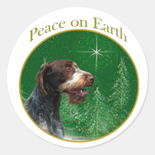 German Wirehaired Pointer Peace Classic Round Sticker