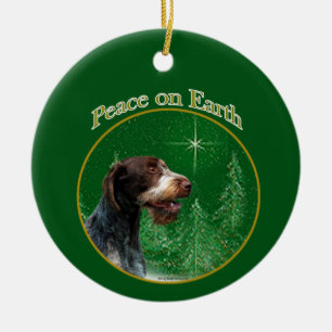 German Wirehaired Pointer Peace Keychain Ceramic Ornament