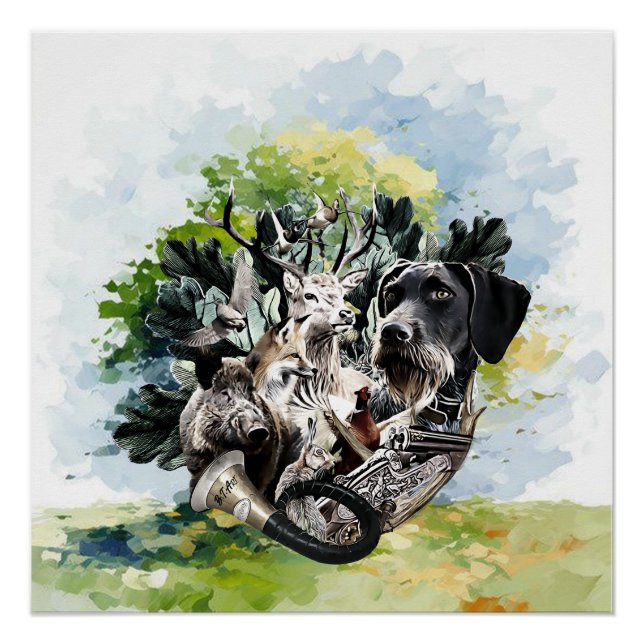 German Wirehaired Pointer  Poster (Front)