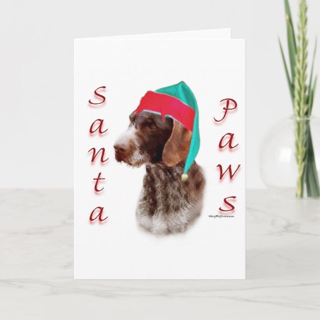 German Wirehaired Pointer Santa Paws Holiday Card (Front)
