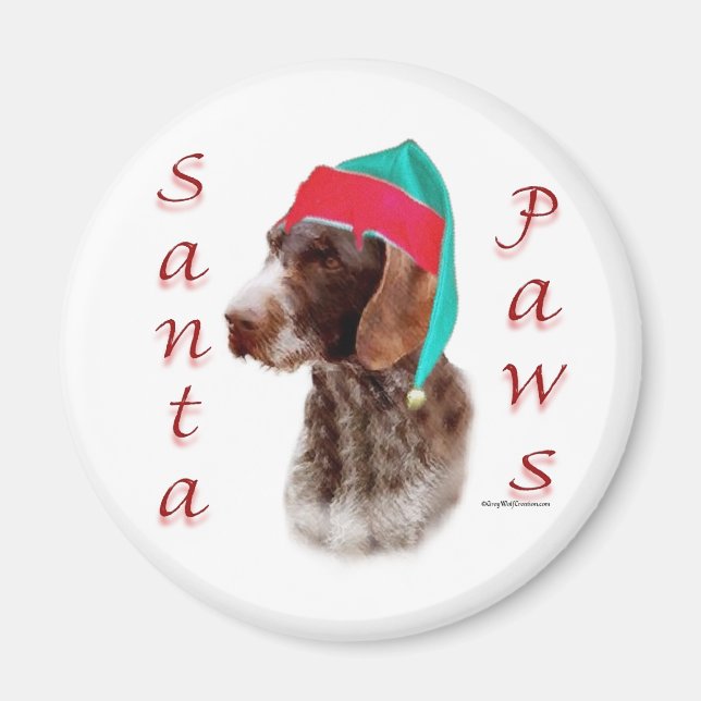 German Wirehaired Pointer Santa Paws Magnet (Front)