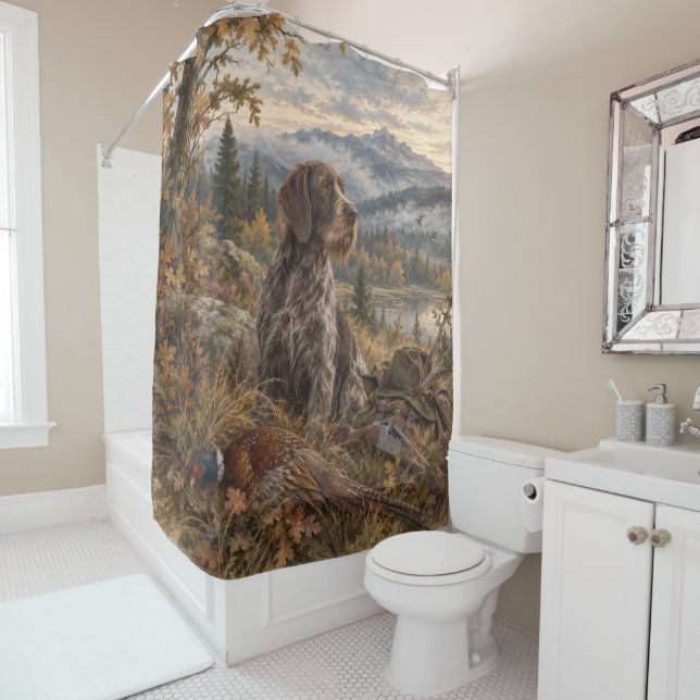 German Wirehaired Pointer Shower Curtain (In Situ)