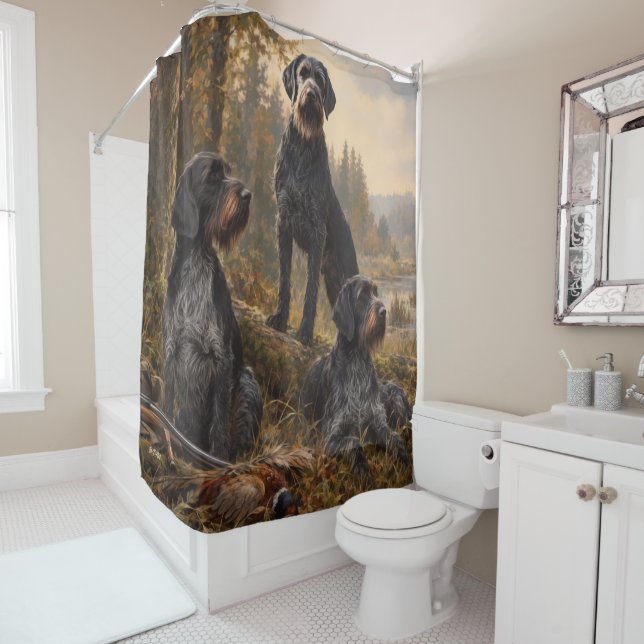 German Wirehaired Pointer Shower Curtain (In Situ)
