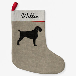 German Wirehaired Pointer Silhouette with Text Small Christmas Stocking