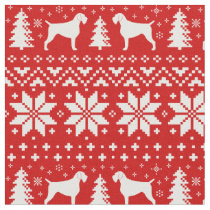 German Wirehaired Pointer Silhouettes Christmas Fabric