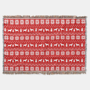 German Wirehaired Pointer Silhouettes Christmas Throw Blanket