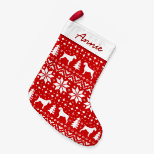 German Wirehaired Pointer Silhouettes Pattern Cute Small Christmas Stocking
