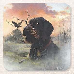 German Wirehaired Pointer Square Paper Coaster