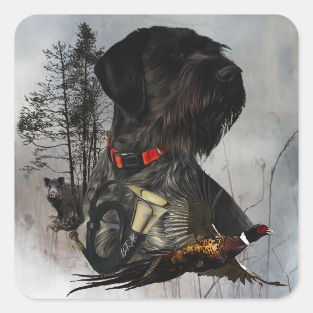 German Wirehaired Pointer      Square Sticker (Front)