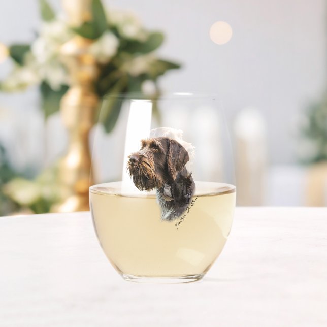  German Wirehaired Pointer Stemless Wine Glass (Insitu (Wedding))