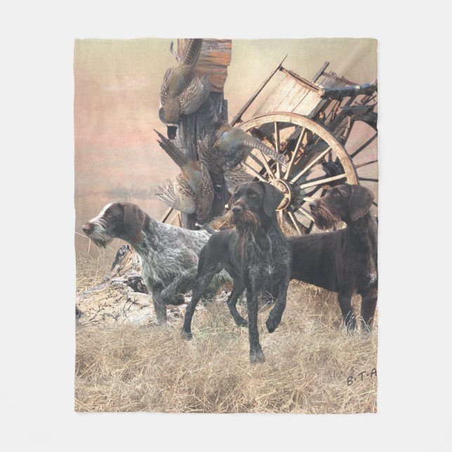 German Wirehaired Pointer  sticker Paper Plate Out Fleece Blanket (Front)
