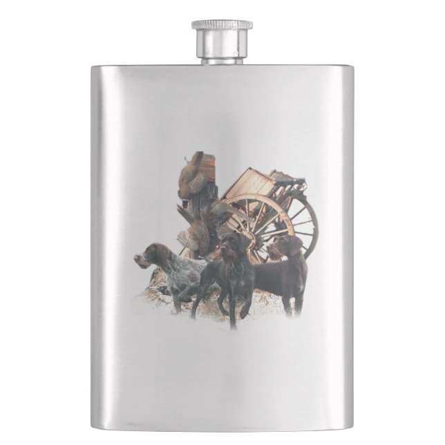 German Wirehaired Pointer  sticker Paper Plate Out Hip Flask (Front)