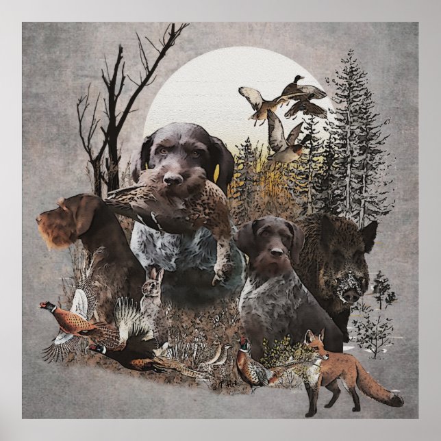 German Wirehaired Pointer Tapestry Gallery Wrap Ac Poster (Front)