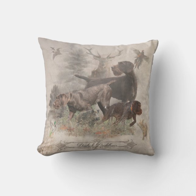 German Wirehaired Pointer  Tapestry Outdoor Pillow (Front)