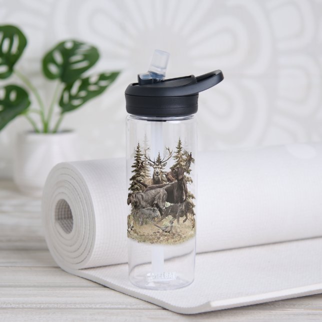 German Wirehaired Pointer Water Bottle (Yoga (Rotated))