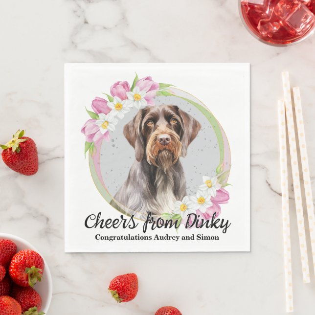 German Wirehaired Pointer Wedding Photo Napkin (Insitu)