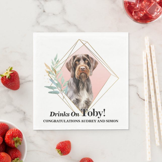 German Wirehaired Pointer Wedding Photo Napkin (Insitu)