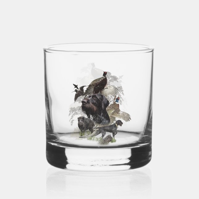 German Wirehaired Pointer Whiskey Glass (Front)