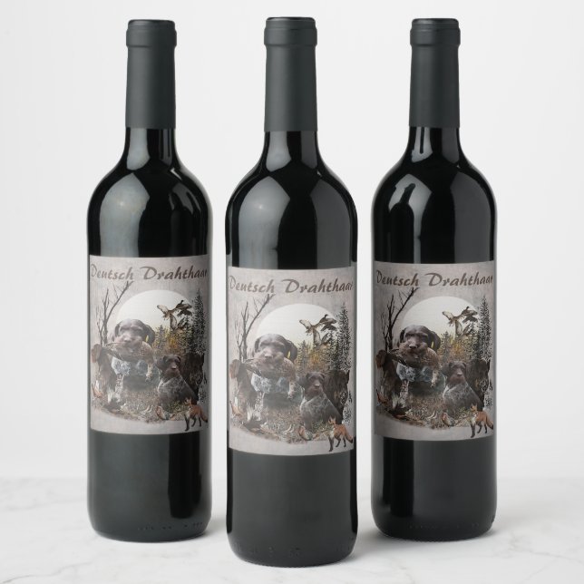  German Wirehaired Pointer Wine Label (Bottles)