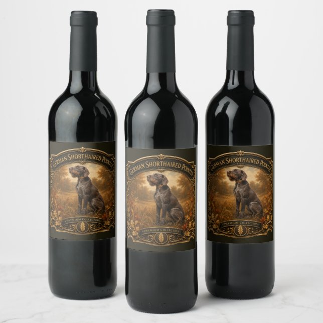 German Wirehaired Pointer Wine Label (Bottles)