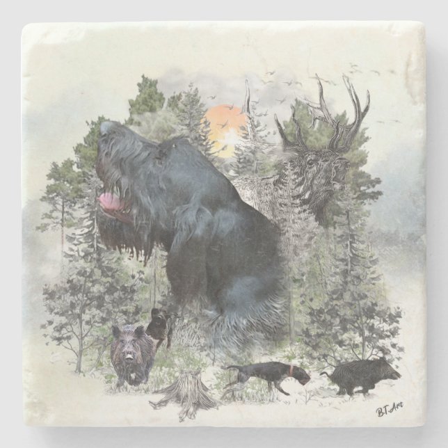 German wirehaired pointers stone coaster (Front)