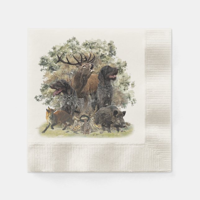 German wirehaired pointers, The Passion for Huntin Napkin (Front)