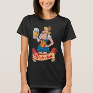 German Woman Bartwurst Dirndl Funny Barmaid Oktobe T-Shirt