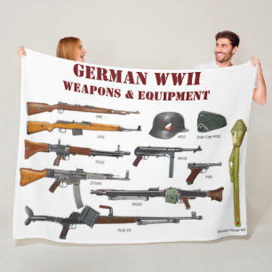 GERMAN WWII  WEAPONS & EQUIPMENT FLEECE BLANKET