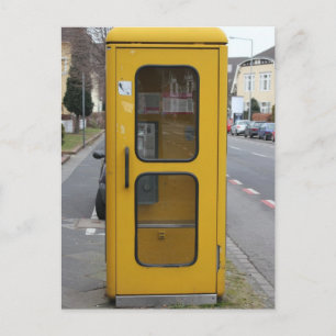 German Yellow Telefonzelle Telephone Booth Postcard