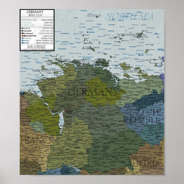 Germany - 100 m Sea Level Rise Poster (Front)