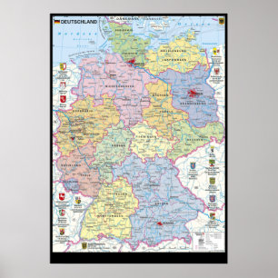" Germany: 2021/today - Political map  Poster