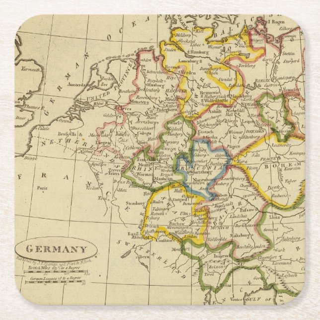 Germany 3 square paper coaster (Front)