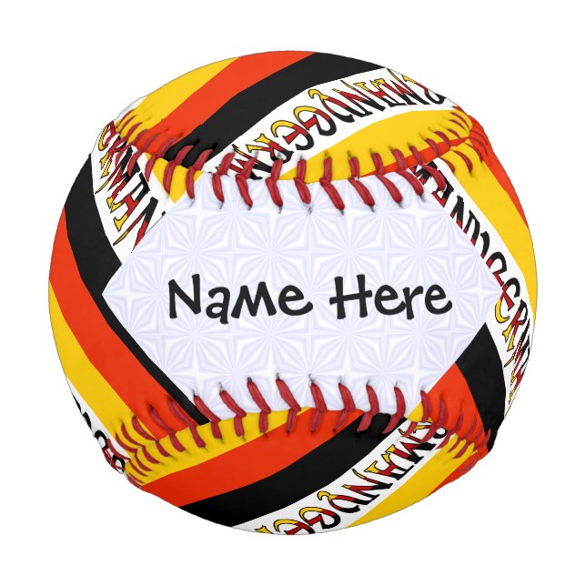 Germany and German Flag Tiled with Your Name Baseball (Front)