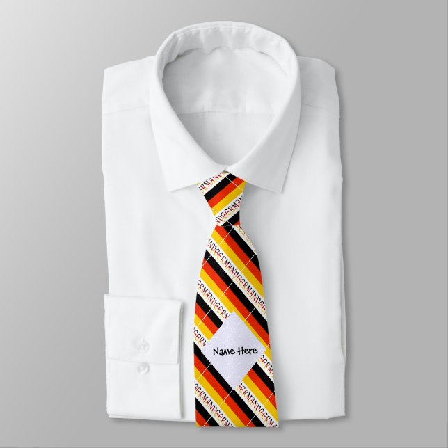 Germany and German Flag Tiled with Your Name Tie (Tied)