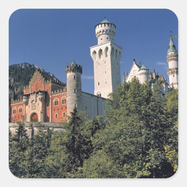 Germany, Bavaria, Neuschwanstein Castle. Square Sticker (Front)