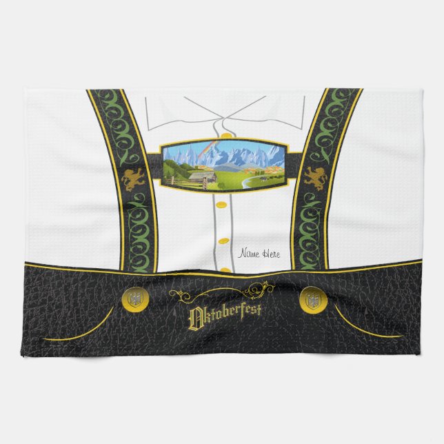 Germany Bavarian Lederhose Kitchen Towel (Horizontal)