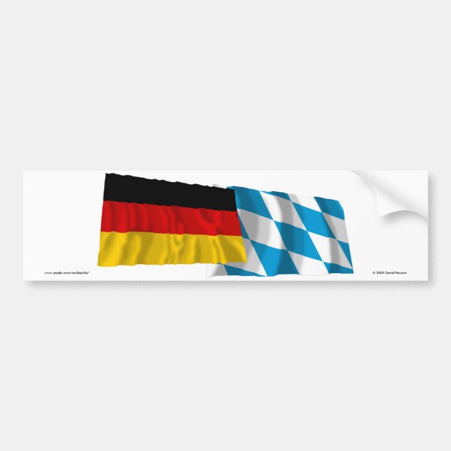 Germany & Bayern Waving Flags (Bavaria) Bumper Sticker (Front)