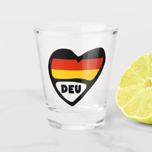 Germany Country Code Flag Heart, DEU Shot Glass