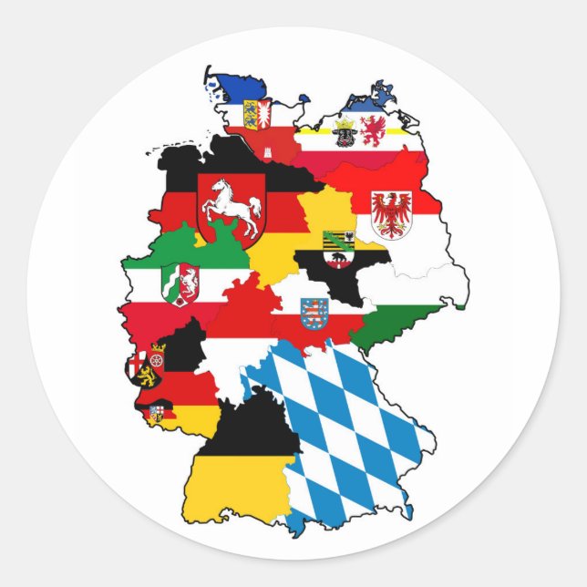 germany country political flag map region province classic round sticker (Front)