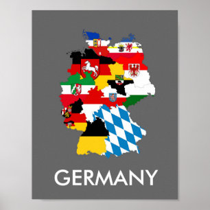 germany country regions flag map provnice symbol poster
