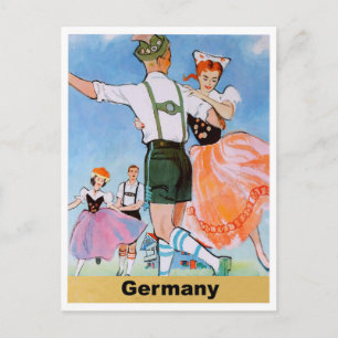Germany, couples dancing polka in folk costumes postcard