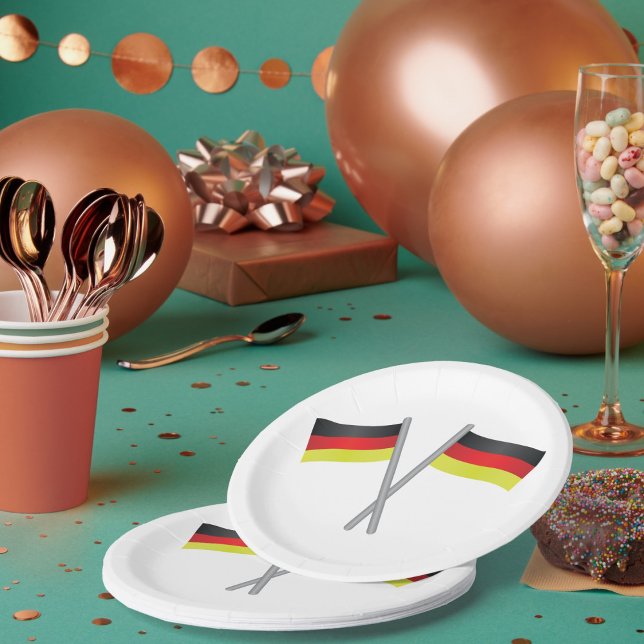 Germany Crossed Flags Pride and Heritage Paper Plate (Creator Uploaded)