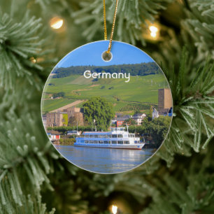 Germany: Cruise boat, Rudesheim Ceramic Ornament