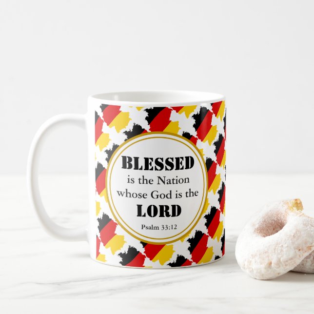 GERMANY Deutschland Blessed Monogram Christian Coffee Mug (With Donut)