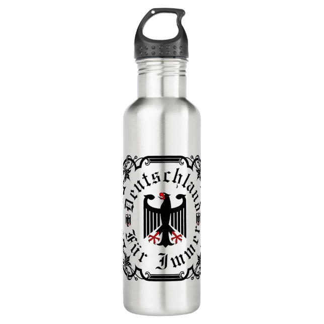 Germany/Deutschland Forever/black eagle/iron cross 710 Ml Water Bottle (Front)