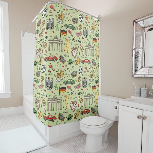 Germany Doodles Shower Curtain (In Situ)