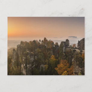 Germany Elbe Sandstone Mountains Sunrise View Postcard