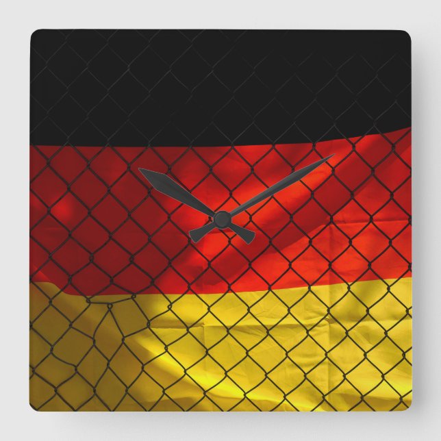 Germany Flag behind Chain Link Fence Square Wall Clock (Front)