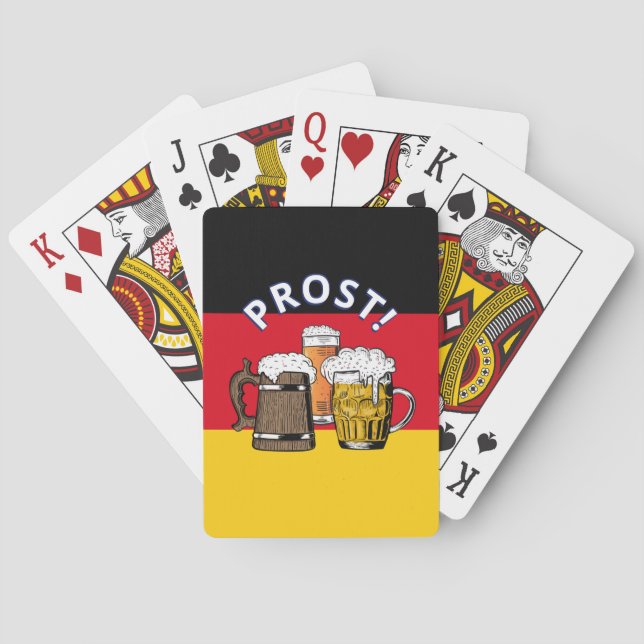 GERMANY FLAG Cartoon Cheers Beers Prost Playing Cards (Back)