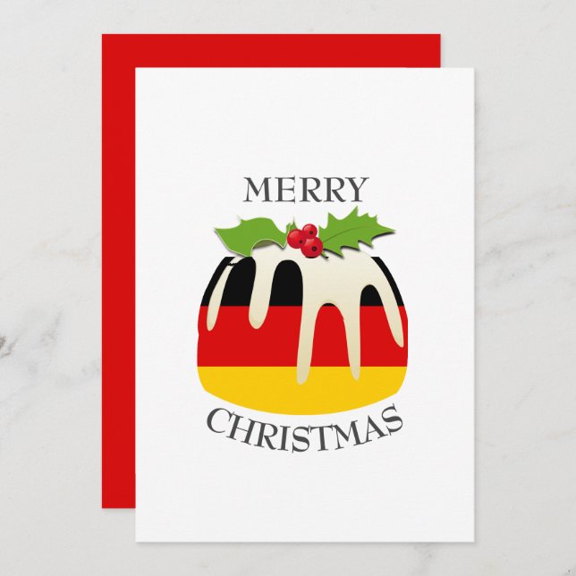 GERMANY FLAG | Christmas Pudding | Festive Holiday Card (Front/Back)